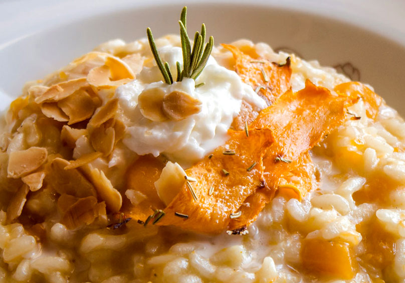 Risotto con zucca e burrata