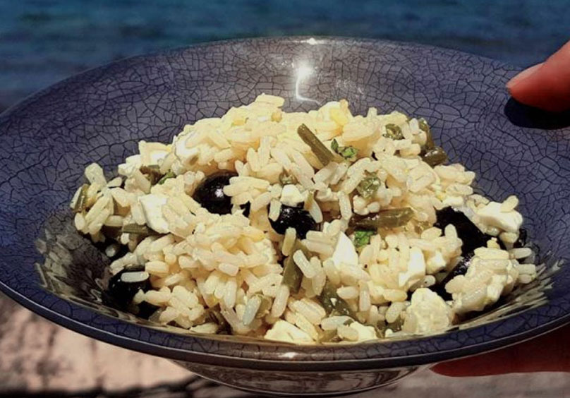 Mediterranean-style rice salad