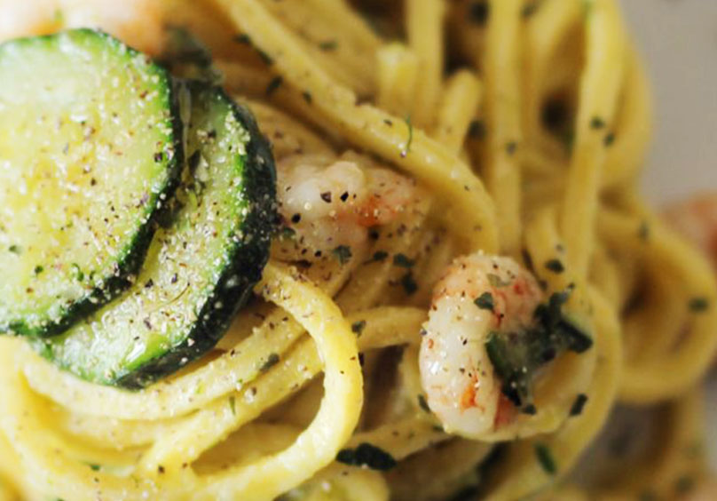 Scialatielli with shrimps and zucchini