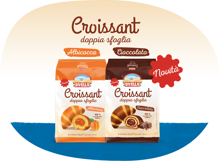 Nuovi croissant doppia sfoglia al cioccolato e all'albicocca