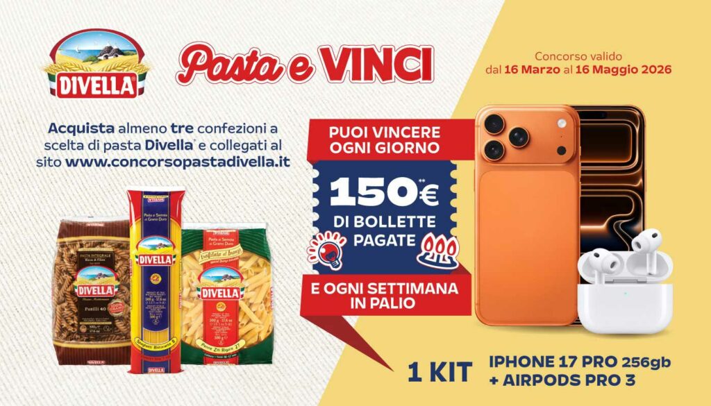 Immagine della comunicazione del concorso Divella Pasta e Vinci