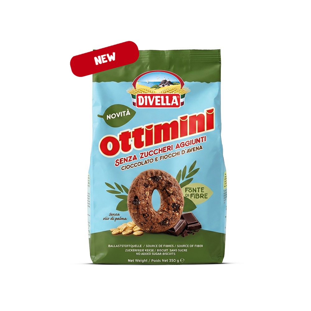 Ottimini without added sugar with chocolate, and oat flakes